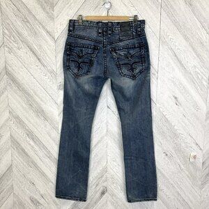 Rock Revival Jeans Mens Size 32x33 DAIN Straight Flap Pockets Y2K Denim